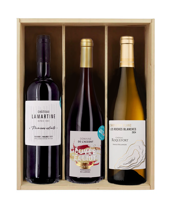 Le trio gagnant des abonnés - 3 bouteille & caisse bois