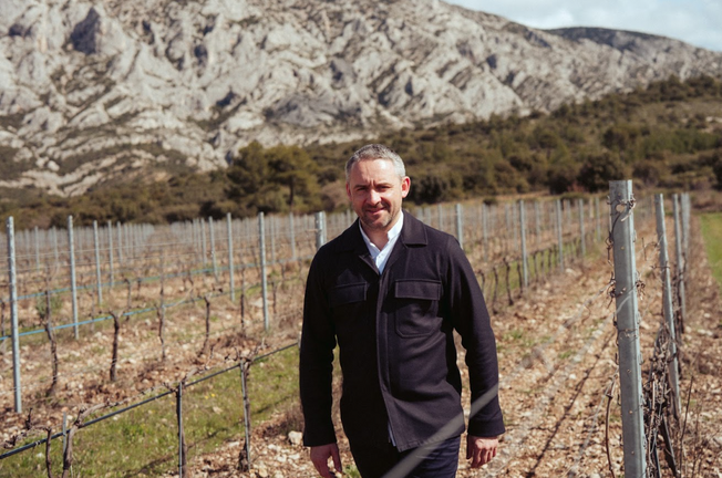 Antoine Pétrus marche dans les vignes